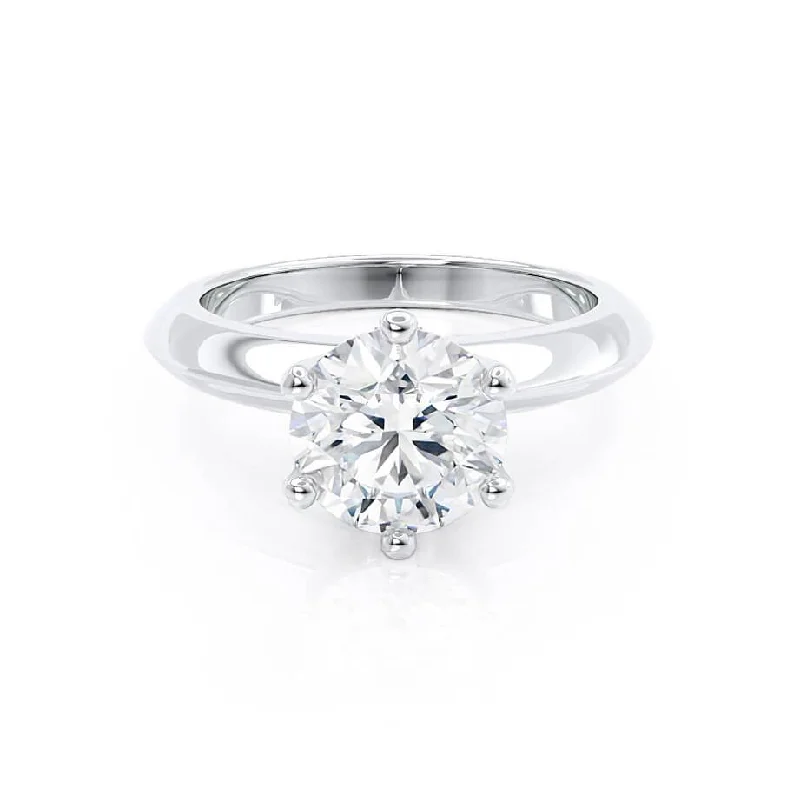 simple engagement rings for women-SERENA - Round Diamond Solitaire 18k White Gold Engagement Ring