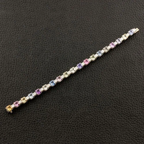 luxury bracelet sets for women-Diamond & Multi-color Sapphire Bracelet