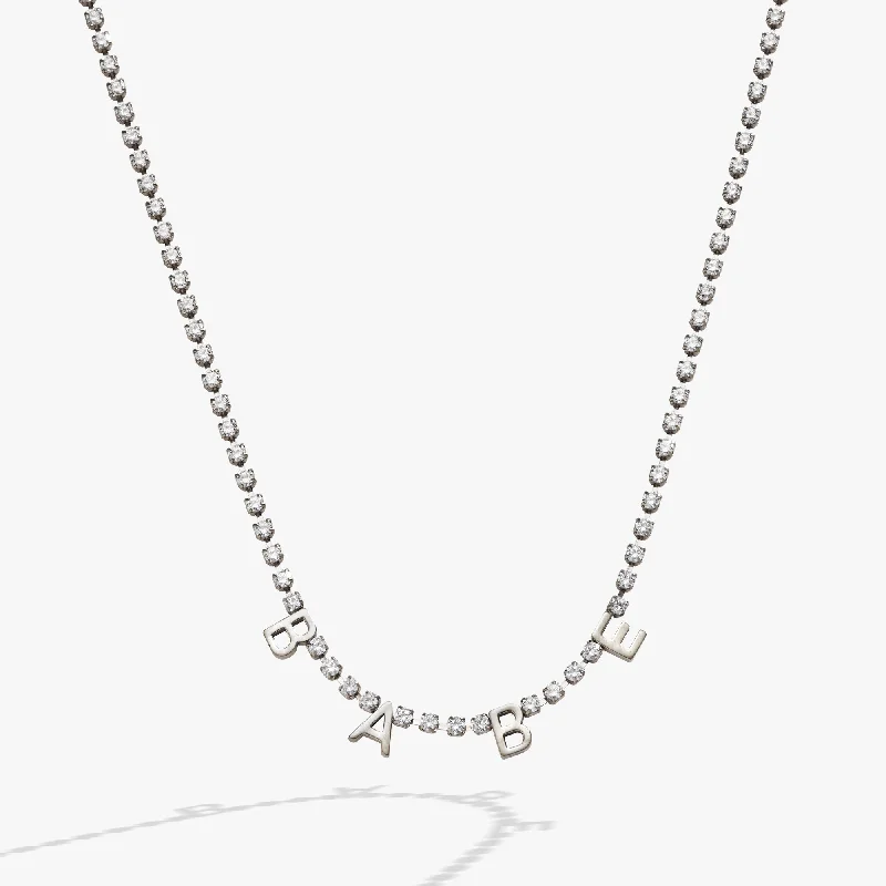 sterling silver chain necklaces for women-“Babe” Crystal Tennis Necklace