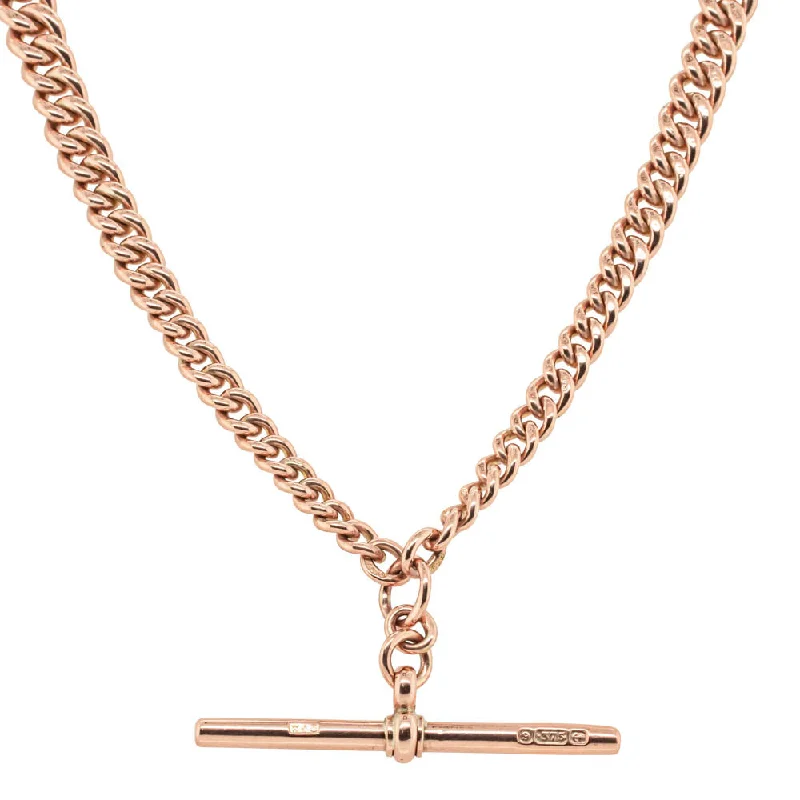 unique necklaces for women-Vintage 9ct Rose Gold Curb Fob Chain