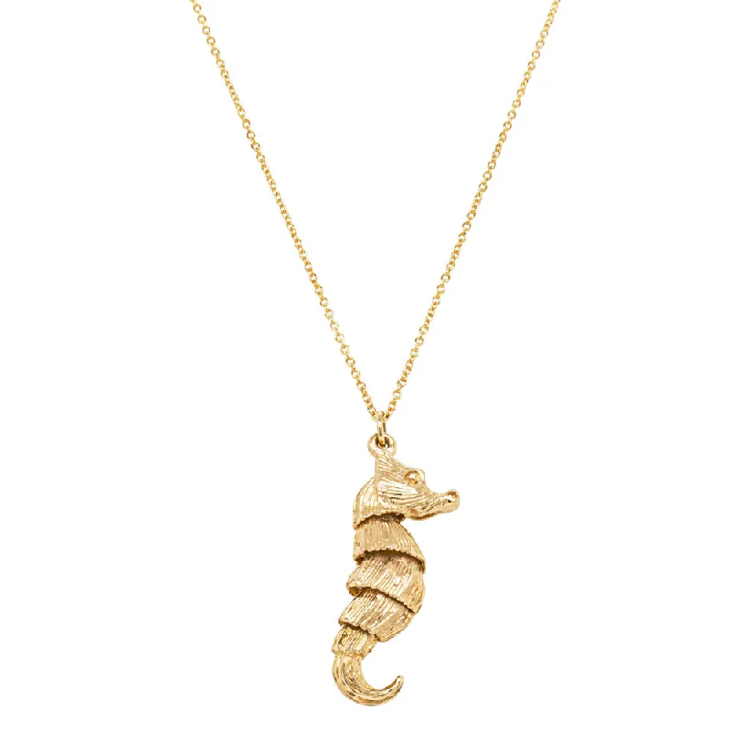 fashion statement necklaces for women-Deja Vu 9ct Yellow Gold Seahorse Necklace