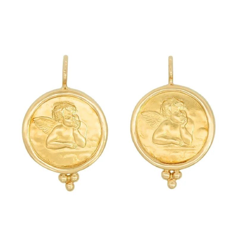 adjustable earrings for women-Estate Temple St. Clair 18k Cherub Earrings