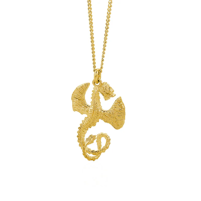 simple sterling silver necklaces for women-Karen Walker Lunar Dragon Necklace - 9ct Yellow Gold