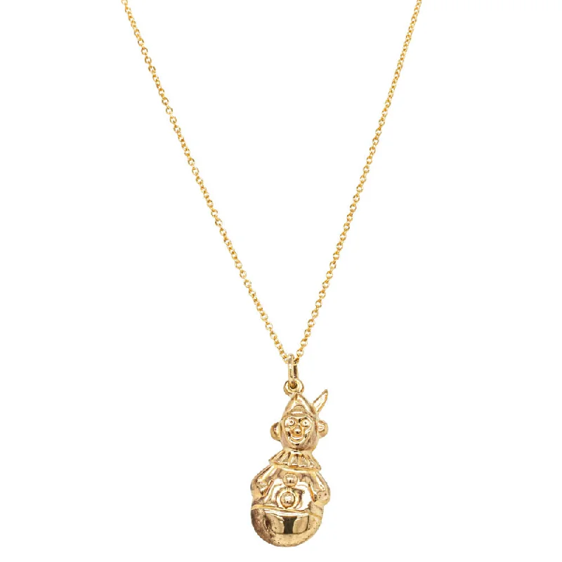 romantic pendant necklaces for women-Deja Vu 9ct Yellow Gold Hollow Clown Necklace