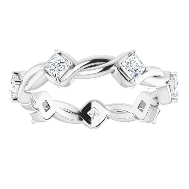 stylish rings for women-0.70 ct.  Princess Diamond Eternity Band Rope Design Ring