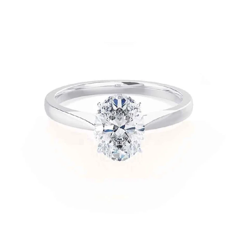 sparkling engagement rings for women-ISABELLA - Oval Diamond Solitaire 18k White Gold Engagement Ring