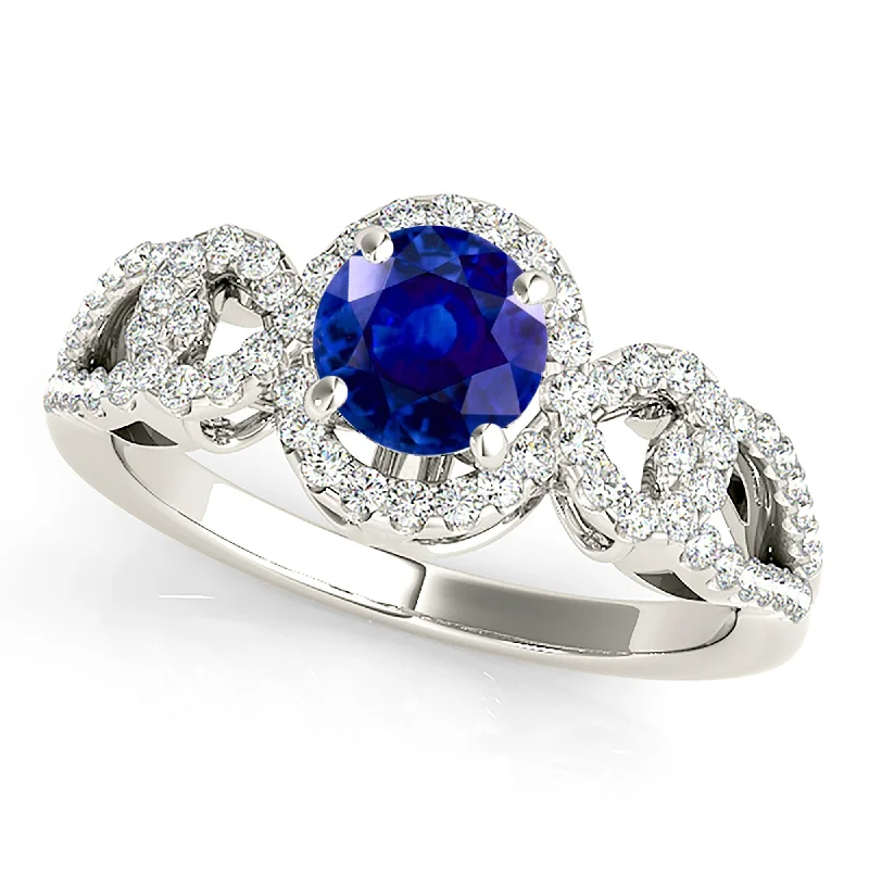 eternity bands for women-1.35 ct. Genuine Blue Sapphire Knot Halo Ring