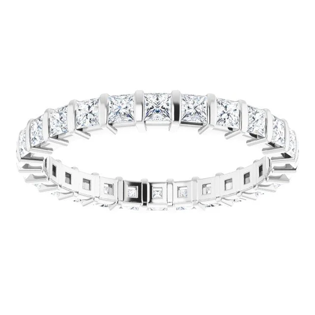 geometric rings for women-0.90 ct. Bar Set Princess Diamond Eternity Band