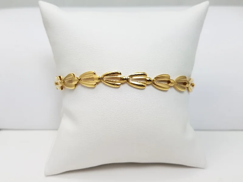 wedding bracelets for women-Italian Hollow 10k Yellow Gold 7.5" Fancy Link Bracelet