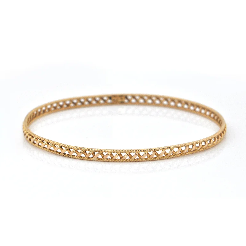 stackable bracelets for women-Vintage 18K Yellow Gold Bangle Bracelet