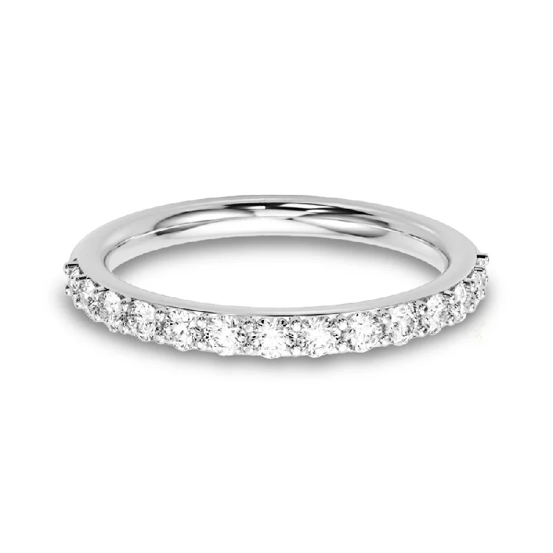 fashion rings for women-Delicate Stackable Round Diamond Anniversary Band