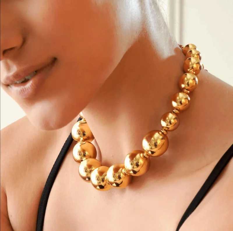 vintage necklaces for women-TFC Bold Beads Gold Plated Necklace