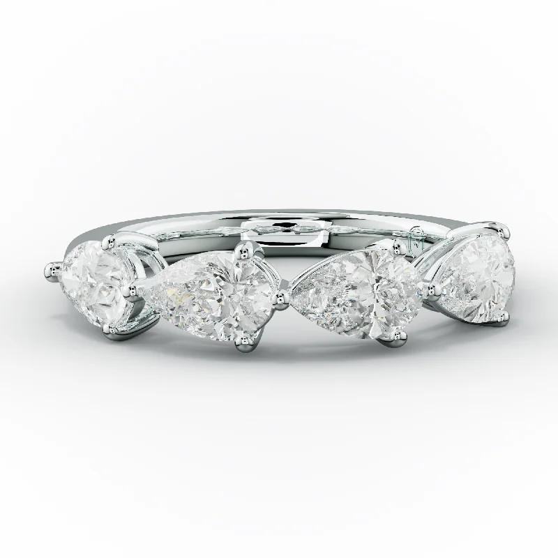 fashion rings for women-2.0 Carat East West Pear Shape Diamond Anniversary Band