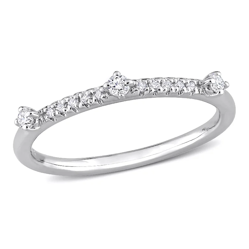 simple solitaire engagement rings for women-Created Forever 1/7ct TW Lab-Grown Diamond Semi-Eternity Ring in Platinum Silver