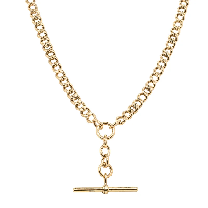 anniversary necklaces for women-Deja Vu 9ct Yellow Gold Fob Chain