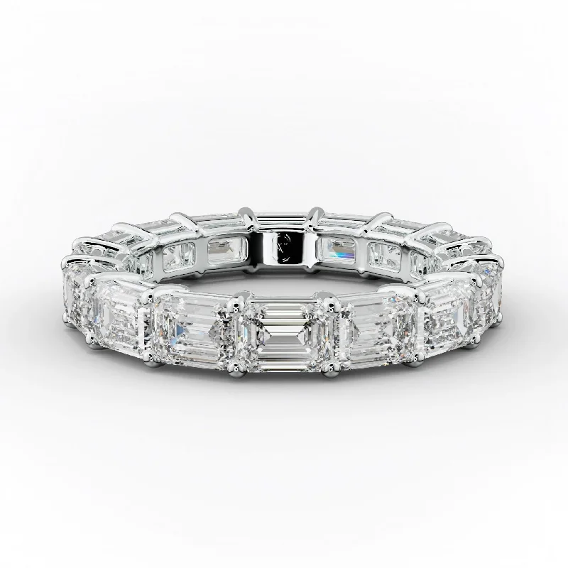 multi-stone rings for women-4.0 Carat East West Emerald Cut Diamond Eternity Band