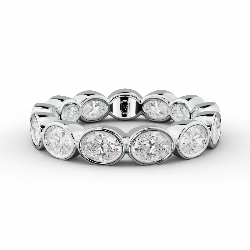 minimalist rings for women-2.0 Carat East West Bezel Set Oval Diamond Eternity Band