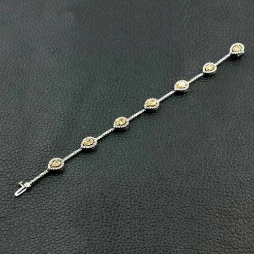 dainty bracelets for women-Pear shaped Yellow Diamond Bracelet