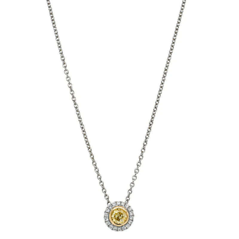 antique necklaces for women-18ct White Gold .25ct Yellow Diamond Isla Pendant