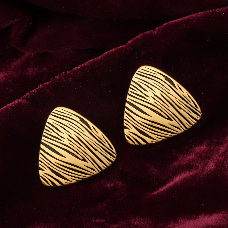 butterfly earrings for women-Nipura Triangular Tree Bark Earrings