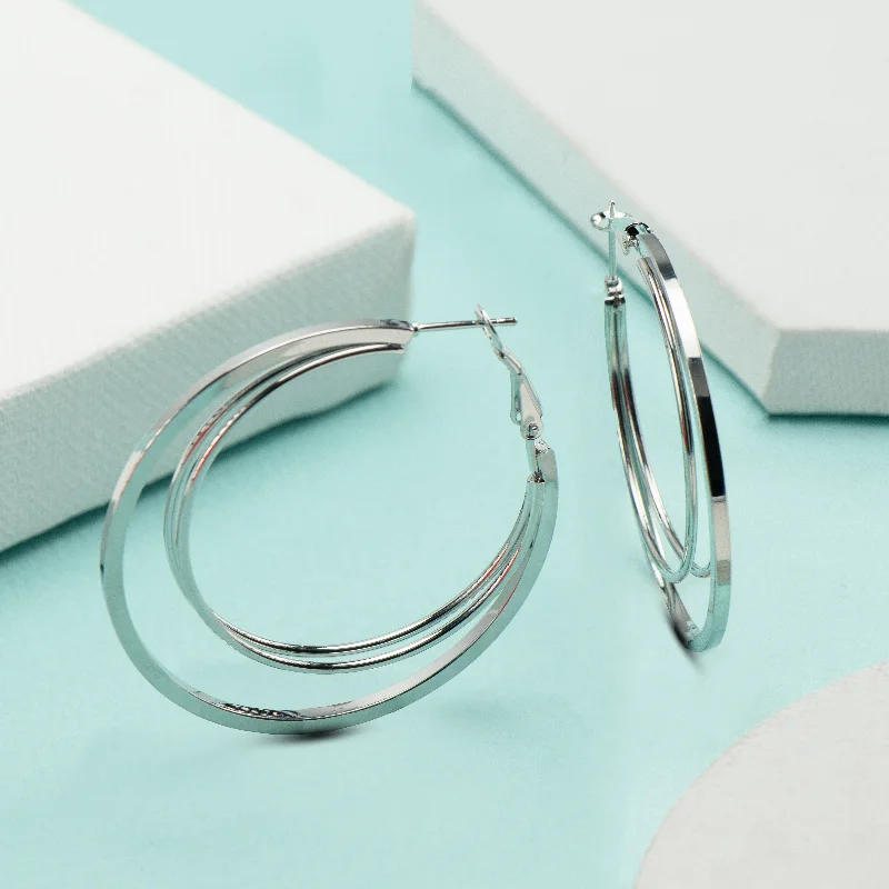 unique earrings for women-Nipura Silver Charolette Hoops