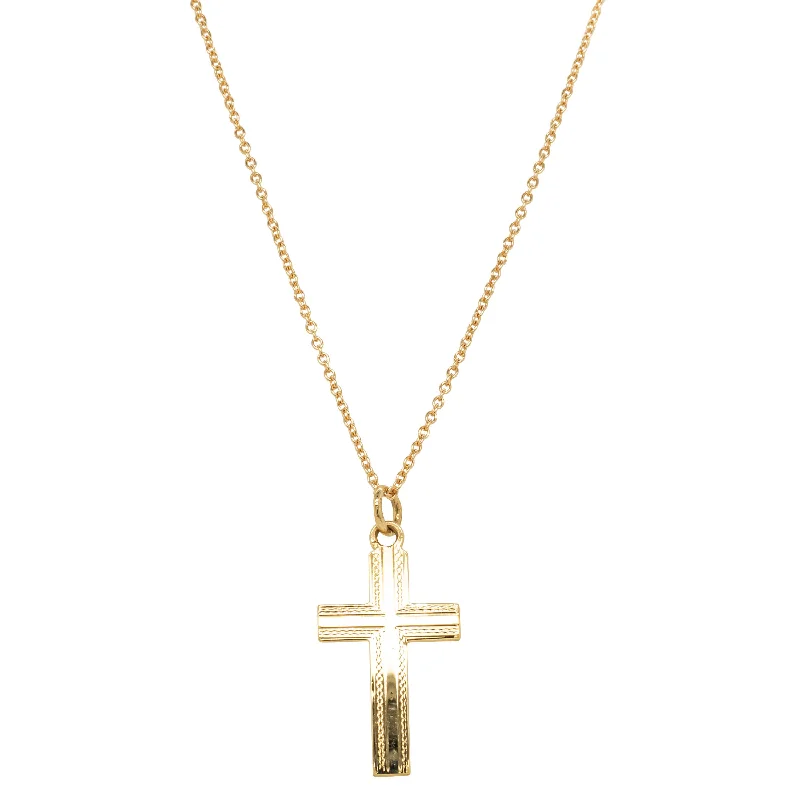 bold pendant necklaces for women-Deja Vu 9ct Yellow Gold Cross Pendant With Chain