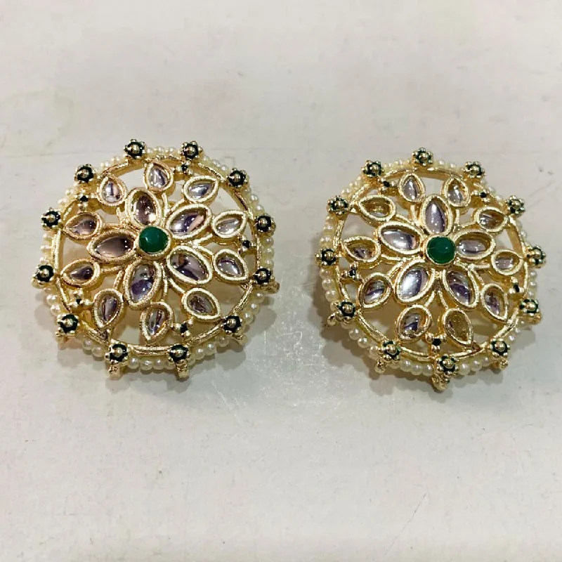 luxurious hoop earrings for women-Deep Enterprises Gold Plated Kundan Stud Earrings