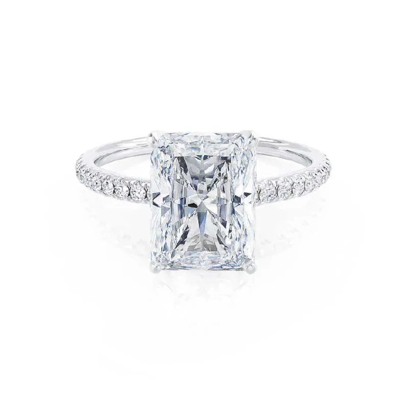 custom-designed engagement rings for women-MACY - Radiant Diamond Petite Pavé Platinum 950 Engagement Ring