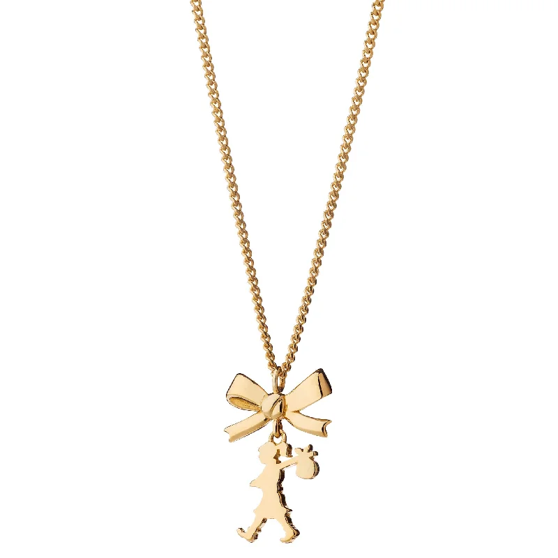 antique necklaces for women-Karen Walker Mini Girl with a Bow Necklace - 9ct Yellow Gold