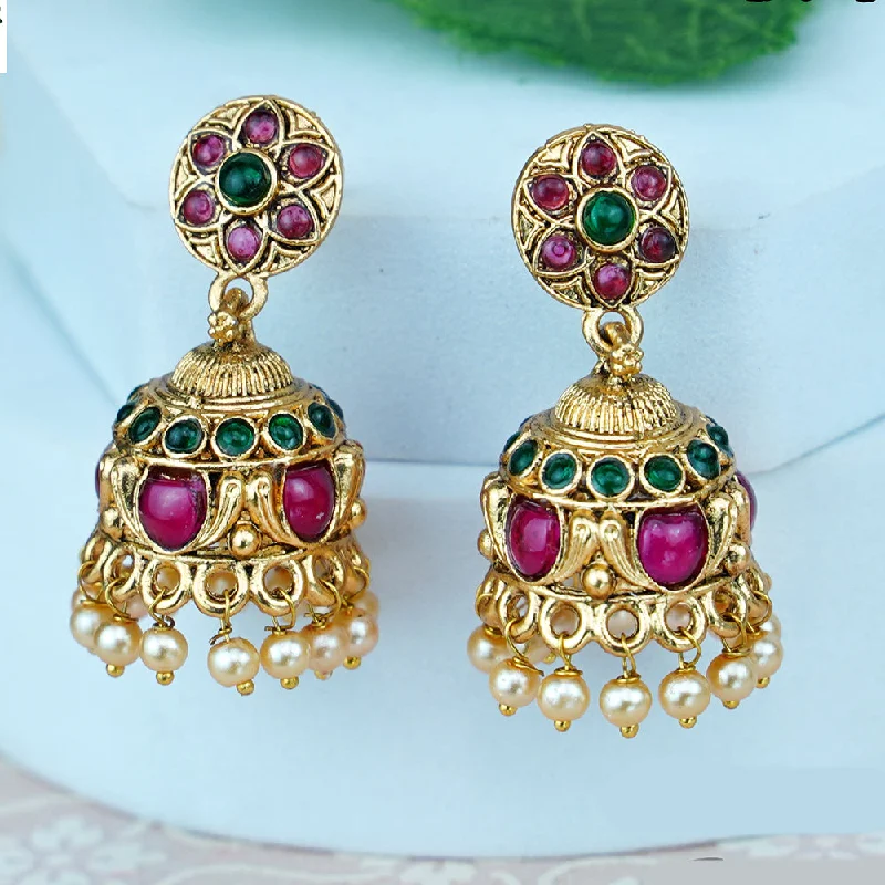 floral earrings for women-Diksha Collection Gold Plated Jhumki Earrings