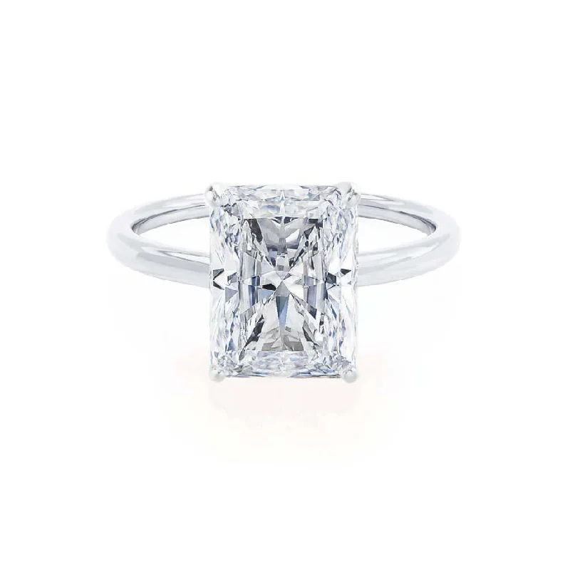 engagement rings for brides-to-be-LULU - Radiant Diamond Petite Solitaire Platinum 950 Engagement Ring