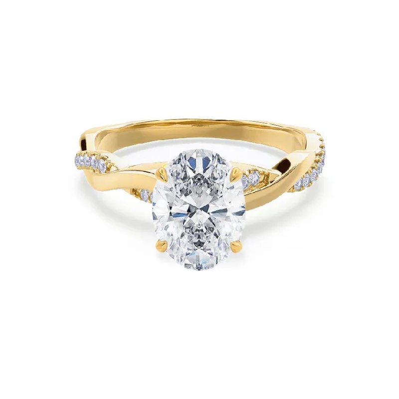 engagement rings for brides-to-be-EDEN - Oval Natural Diamond 18k Yellow Gold Vine Solitaire