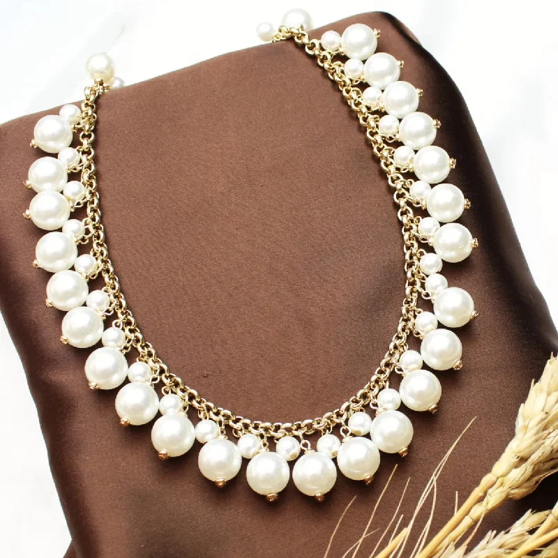 fashion-forward necklaces for women-TFC Elegance Pearl Gold Plated Necklace