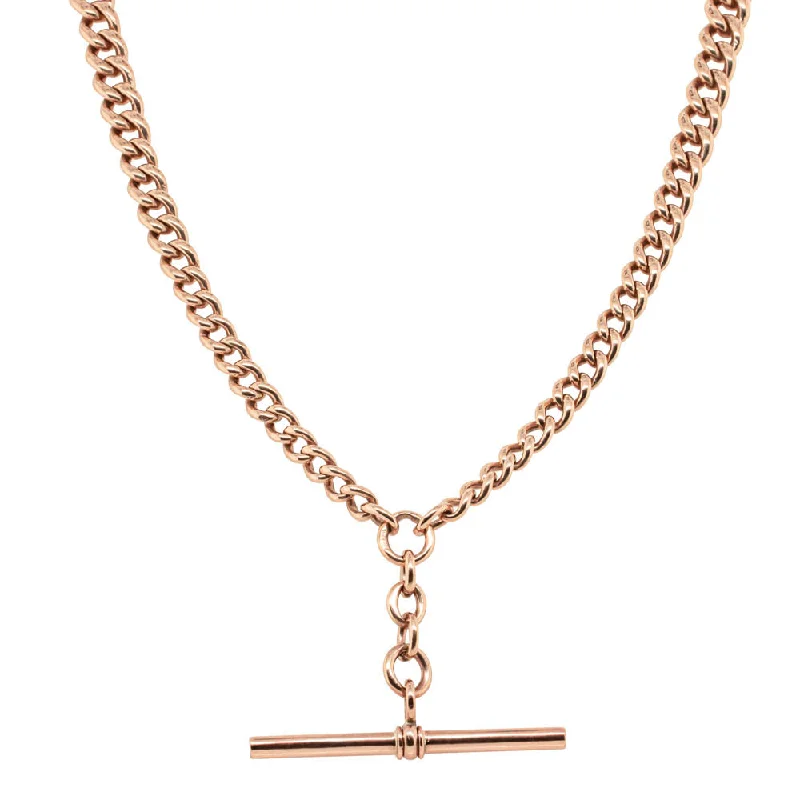 fashion necklaces for women-Vintage 9ct Rose Gold Curb Fob Chain