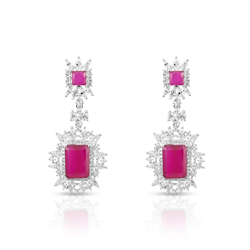 bold earrings for women-Nipura Crimson Elane Danglers