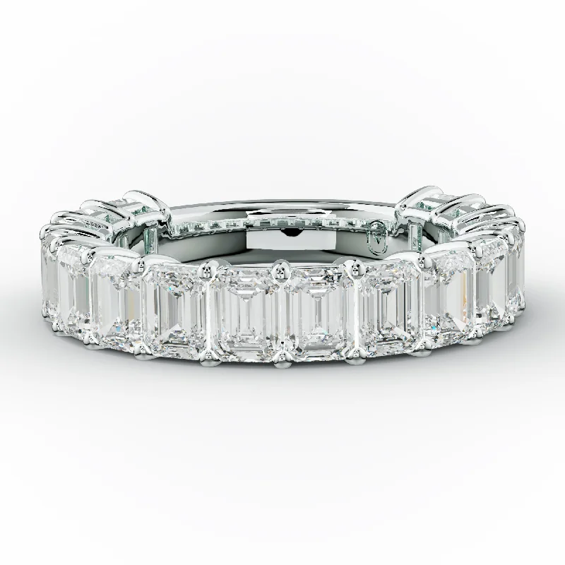 unique wedding rings for women-4.0 Carat Emerald Diamond Anniversary Band