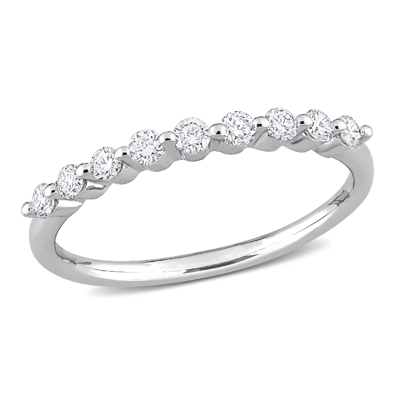 luxury engagement rings for brides-Created Forever 1/3ct TW Lab-Grown Diamond Semi-Eternity Ring in Platinum Silver