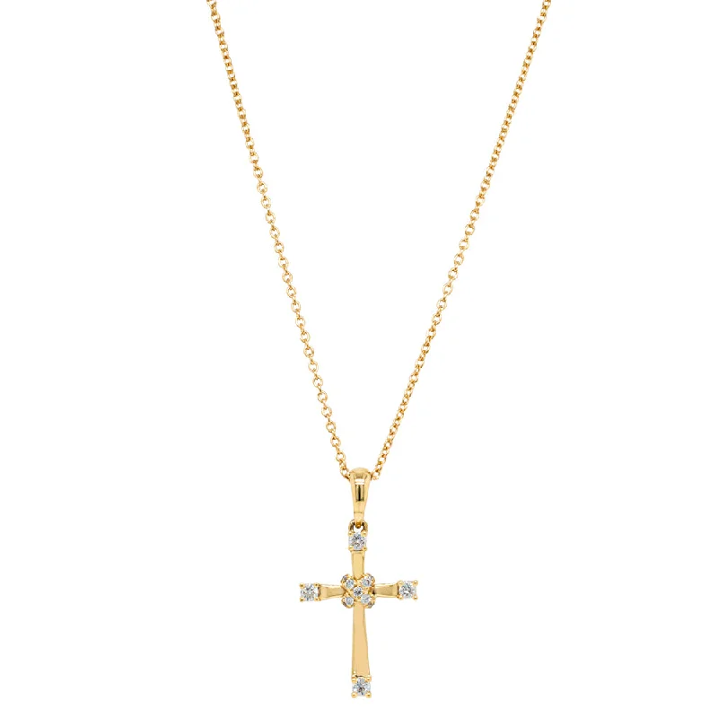 contemporary necklaces for women-18ct Yellow Gold .19ct Diamond Cross Pendant