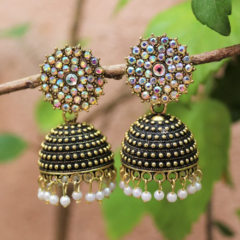 trendy hoop earrings for women-H K Fashion Gold Plated Pearl Jhumki Earrings