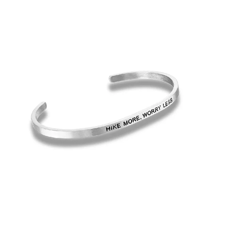 casual bangles for women-Hike More, Worry Less Silver Embracelet