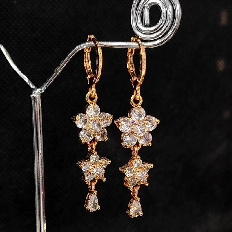 floral earrings for women-Aamrapali Gold Plated AD Dangler Earrings