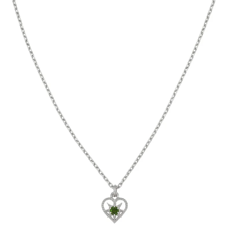 statement necklaces for women-Zoe & Morgan Kind Heart Necklace  - Sterling Silver & Chrome Diopside