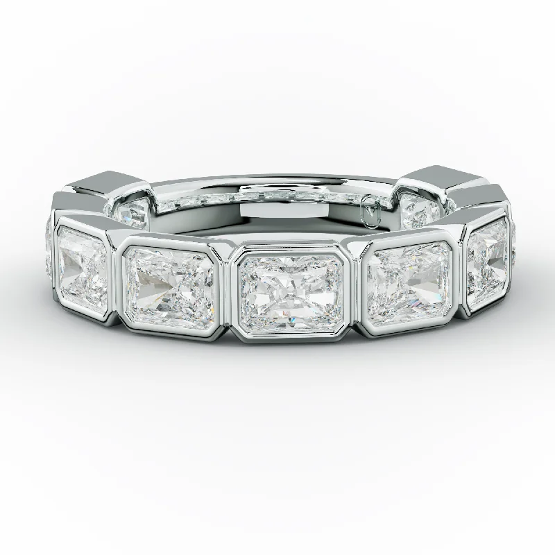 promise rings for women-3.0 Carat East West Radiant Cut Bezel Set Diamond Anniversary Band