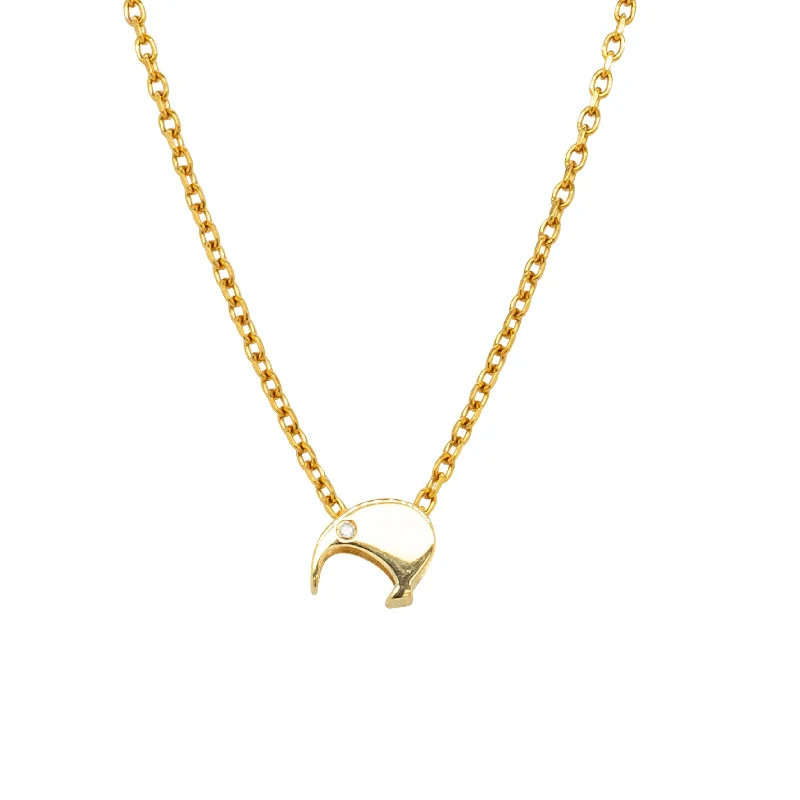 charm necklaces for women-9ct Yellow Gold Noted Kiwi with Diamond Eyes Charm