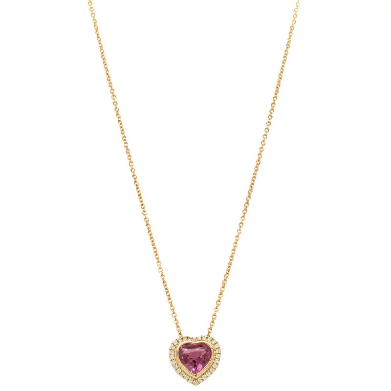 birthday necklaces for women-18ct Yellow Gold 1.61ct Pink Sapphire & Diamond Isla Pendant