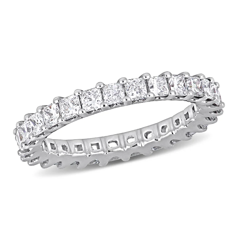 timeless engagement rings for women-Created Forever 1 7/8ct TW Princess-Cut Lab-Grown Diamond Eternity Ring in 14K White Gold