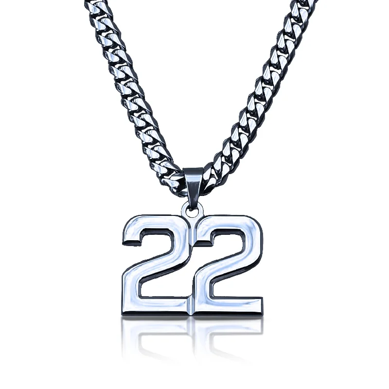 vintage-inspired necklaces for women-Pro Number Pendant With 6mm Cuban Link Chain Necklace - Stainless Steel