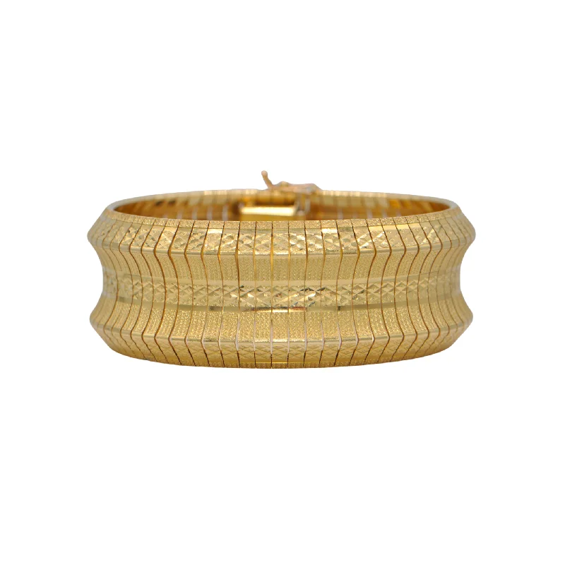 boho bangles for women-Retro Italian 14k Gold Wide Omega Bracelet