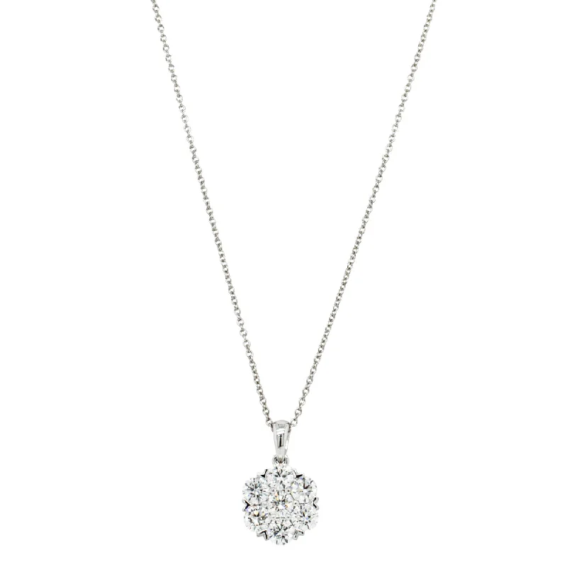 stylish necklaces for women-18ct White Gold 2.00ct Diamond Lotus Pendant