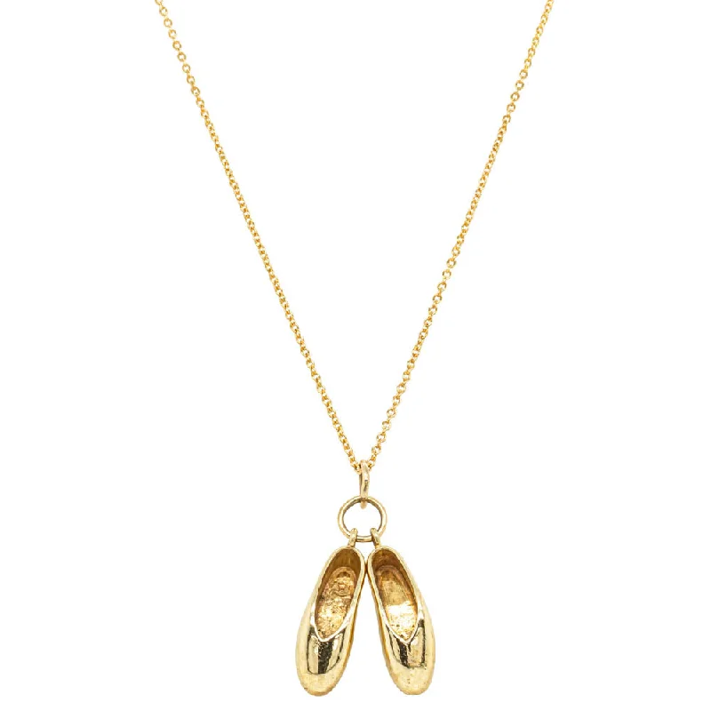 luxurious gold necklaces for women-Deja Vu 9ct Yellow Gold Ballet Shoes Necklace